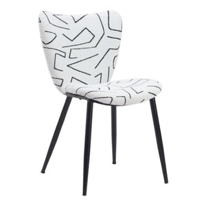 Homeroots Set Of Two Stylish White And Black Faux Shearling Dining Chairs For Comfort And Versatility   571485