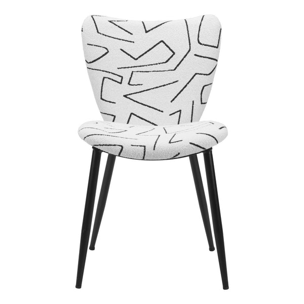 Homeroots Set Of Two Stylish White And Black Faux Shearling Dining Chairs For Comfort And Versatility   571485