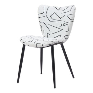 Homeroots Set Of Two Stylish White And Black Faux Shearling Dining Chairs For Comfort And Versatility   571485