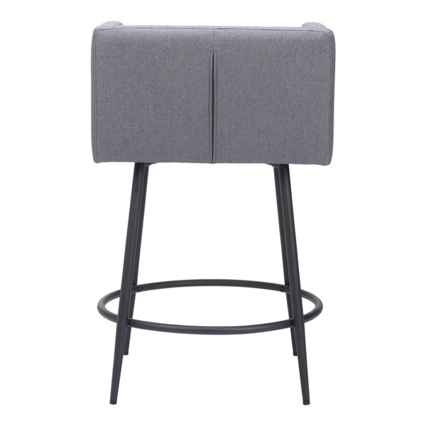 HomeRoots Set of Two Contemporary Gray & Black Fabric Bar Chairs with Steel Base for Modern Dining Spaces 571486