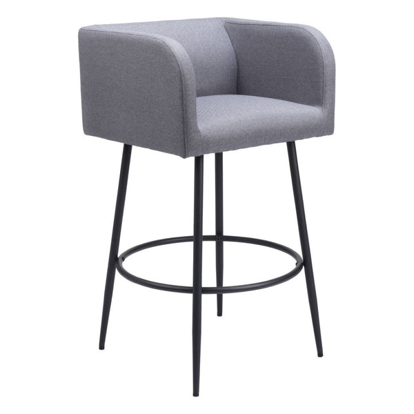 HomeRoots Set of Two Stylish 31" Gray and Black Bar Height Chairs for Modern Kitchen and Home Bar Decor 571487