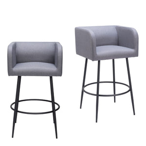 HomeRoots Set of Two Stylish 31" Gray and Black Bar Height Chairs for Modern Kitchen and Home Bar Decor 571487