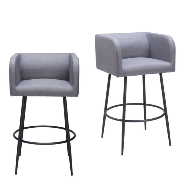HomeRoots Set of Two Stylish 31" Gray and Black Bar Height Chairs for Modern Kitchen and Home Bar Decor 571487
