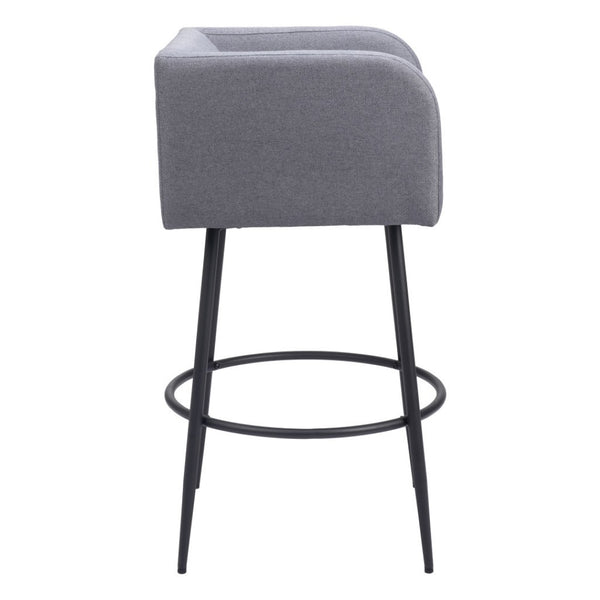 HomeRoots Set of Two Stylish 31" Gray and Black Bar Height Chairs for Modern Kitchen and Home Bar Decor 571487