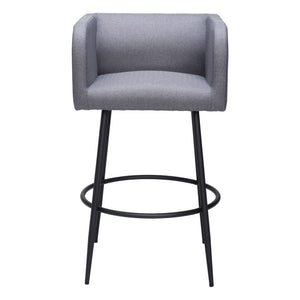 HomeRoots Set of Two Stylish 31" Gray and Black Bar Height Chairs for Modern Kitchen and Home Bar Decor 571487