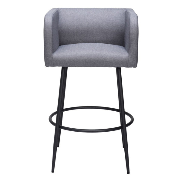 HomeRoots Set of Two Stylish 31" Gray and Black Bar Height Chairs for Modern Kitchen and Home Bar Decor 571487