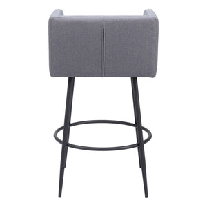 HomeRoots Set of Two Stylish 31" Gray and Black Bar Height Chairs for Modern Kitchen and Home Bar Decor 571487