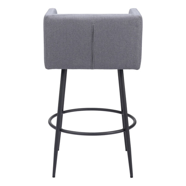HomeRoots Set of Two Stylish 31" Gray and Black Bar Height Chairs for Modern Kitchen and Home Bar Decor 571487