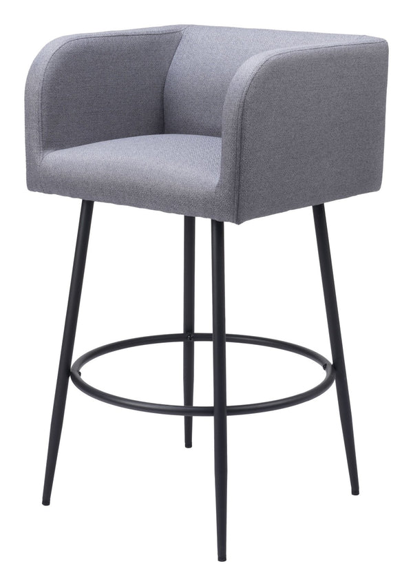 HomeRoots Set of Two Stylish 31" Gray and Black Bar Height Chairs for Modern Kitchen and Home Bar Decor 571487