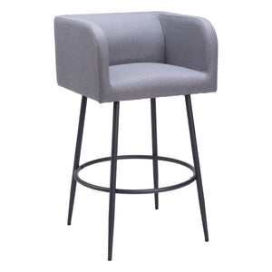 HomeRoots Set of Two Stylish 31" Gray and Black Bar Height Chairs for Modern Kitchen and Home Bar Decor 571487