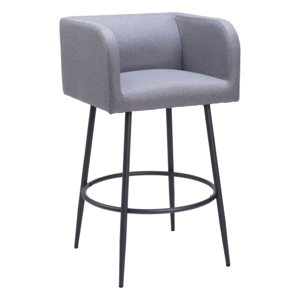 HomeRoots Set of Two Stylish 31" Gray and Black Bar Height Chairs for Modern Kitchen and Home Bar Decor 571487