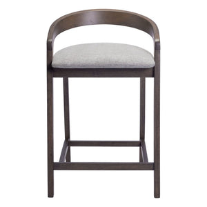 HomeRoots Set of Two Modern Gray and Espresso Bar Chairs with Low Back, Armrests, and Footrest for Comfort 571489