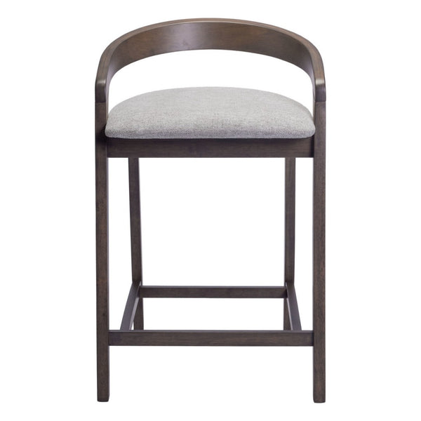 HomeRoots Set of Two Modern Gray and Espresso Bar Chairs with Low Back, Armrests, and Footrest for Comfort 571489