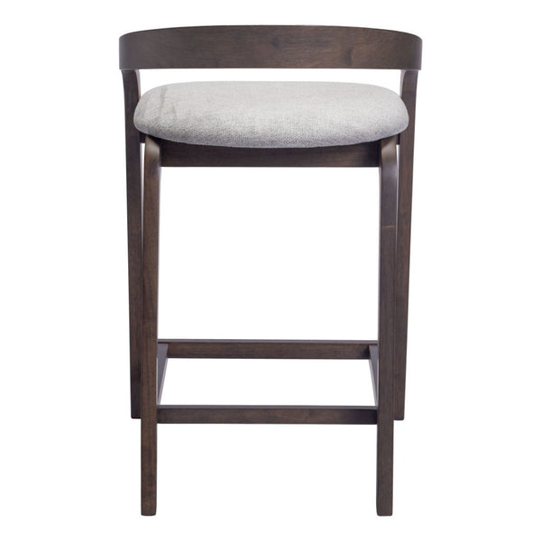 HomeRoots Set of Two Modern Gray and Espresso Bar Chairs with Low Back, Armrests, and Footrest for Comfort 571489