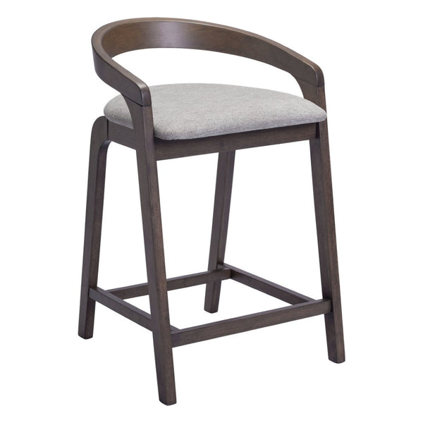 HomeRoots Set of Two Modern Gray and Espresso Bar Chairs with Low Back, Armrests, and Footrest for Comfort 571489