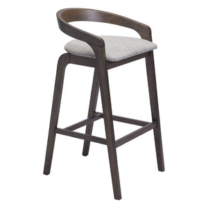 HomeRoots Set of Two Modern Gray and Espresso Low Back Bar Chairs for Stylish Kitchens and Home Bars 571490