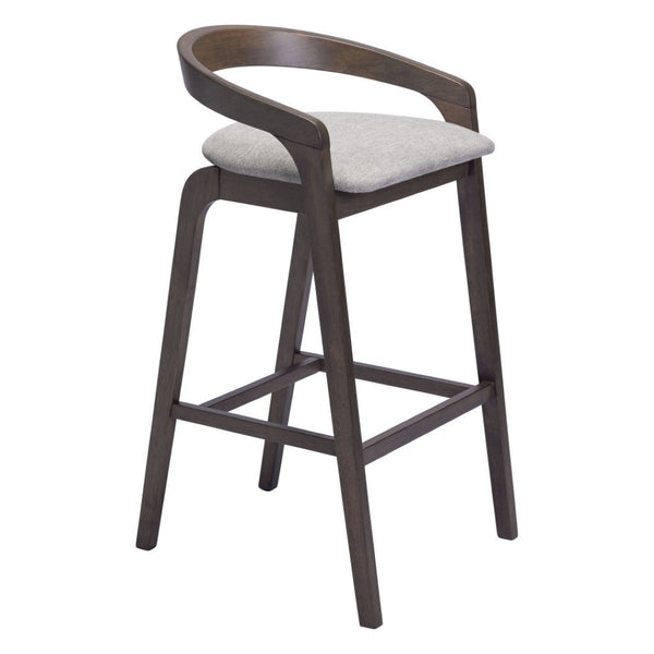 HomeRoots Set of Two Modern Gray and Espresso Low Back Bar Chairs for Stylish Kitchens and Home Bars 571490