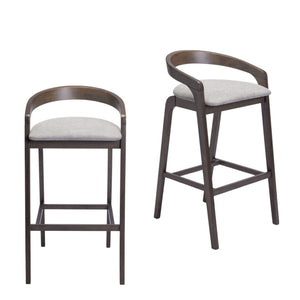 HomeRoots Set of Two Modern Gray and Espresso Low Back Bar Chairs for Stylish Kitchens and Home Bars 571490