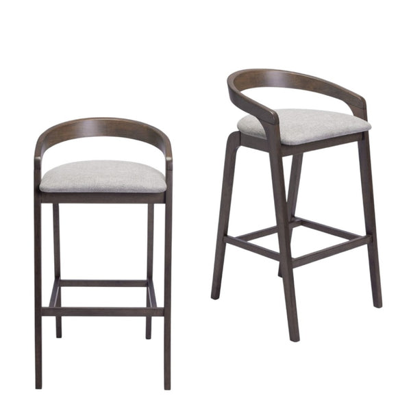 HomeRoots Set of Two Modern Gray and Espresso Low Back Bar Chairs for Stylish Kitchens and Home Bars 571490