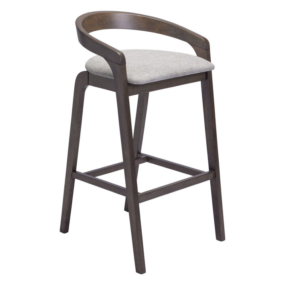 HomeRoots Set of Two Modern Gray and Espresso Low Back Bar Chairs for Stylish Kitchens and Home Bars 571490