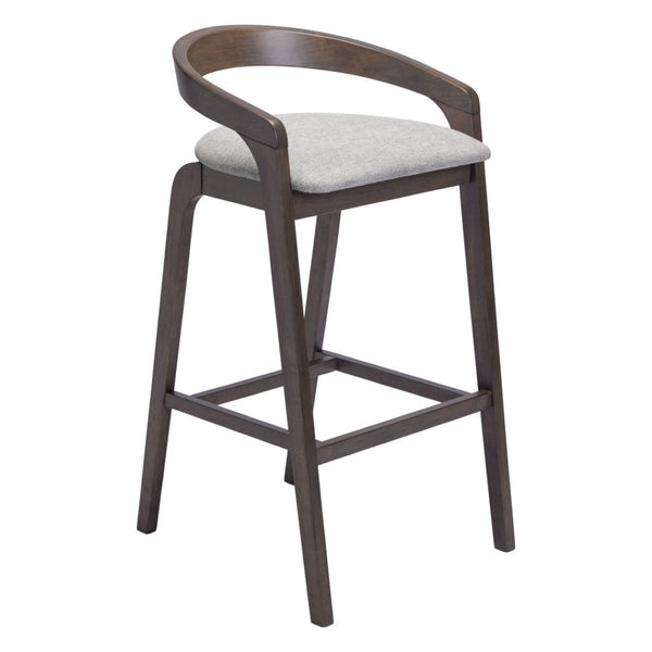 HomeRoots Set of Two Modern Gray and Espresso Low Back Bar Chairs for Stylish Kitchens and Home Bars 571490