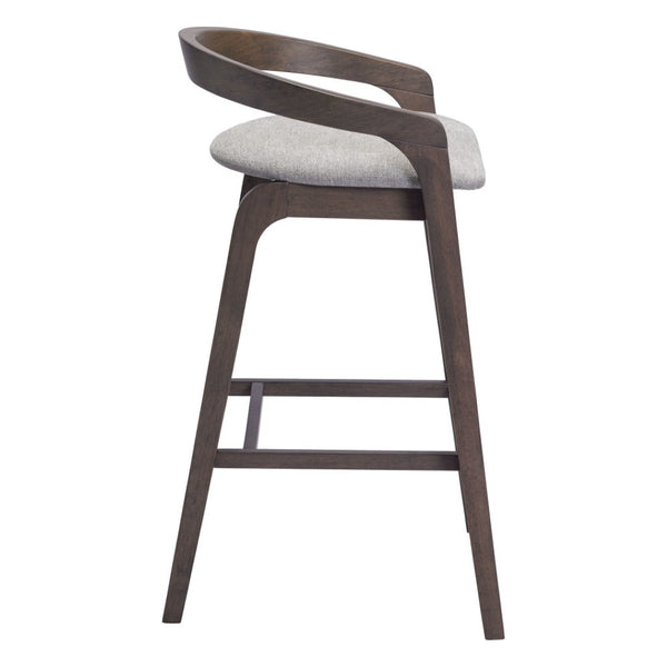 HomeRoots Set of Two Modern Gray and Espresso Low Back Bar Chairs for Stylish Kitchens and Home Bars 571490