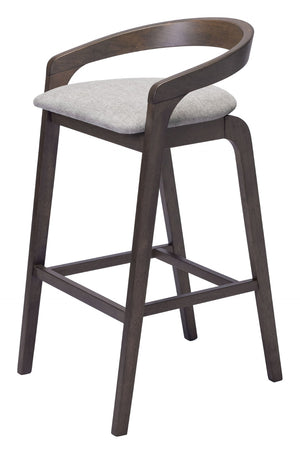 HomeRoots Set of Two Modern Gray and Espresso Low Back Bar Chairs for Stylish Kitchens and Home Bars 571490