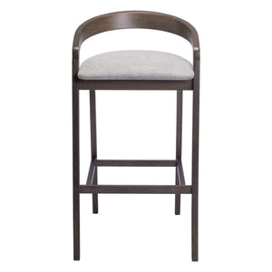 HomeRoots Set of Two Modern Gray and Espresso Low Back Bar Chairs for Stylish Kitchens and Home Bars 571490