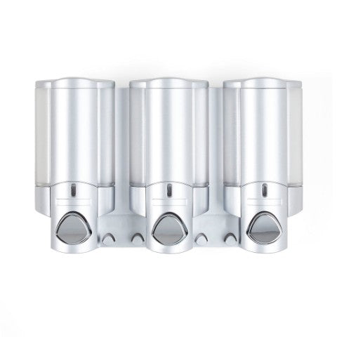 Homeroots Gray Heavy Duty Plastic Three Chamber Wall Mount Soap Dispenser For A Stylish, Clutter-free Bathroom  Plastic 571491