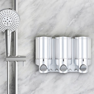 Homeroots Gray Heavy Duty Plastic Three Chamber Wall Mount Soap Dispenser For A Stylish, Clutter-free Bathroom  Plastic 571491