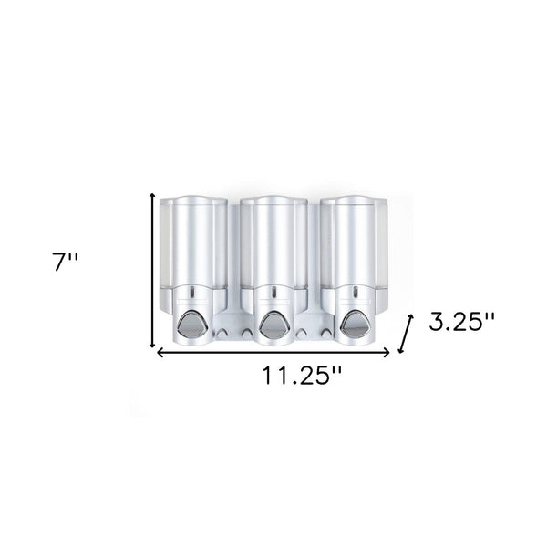 Homeroots Gray Heavy Duty Plastic Three Chamber Wall Mount Soap Dispenser For A Stylish, Clutter-free Bathroom  Plastic 571491