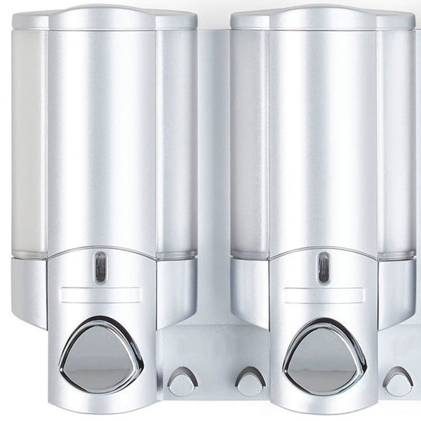 Homeroots Gray Heavy Duty Plastic Three Chamber Wall Mount Soap Dispenser For A Stylish, Clutter-free Bathroom  Plastic 571491