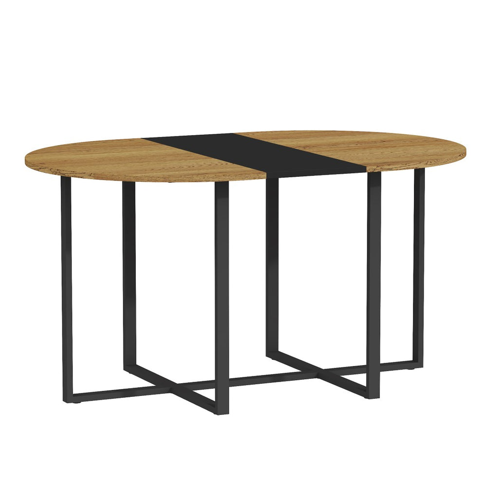 English Elm Sn-ovt150-6-wdbk Two-tone Oval Dining Table Wood Grain Mdf Top Modern Family Kitchen W3875P372896