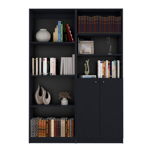 English Elm Dupree Elegant 2-Piece Home Bookcase Set with 9 Shelves for Stylish Storage and Display in Rooms Black 41 L x 28 W x 5 H B200S00297