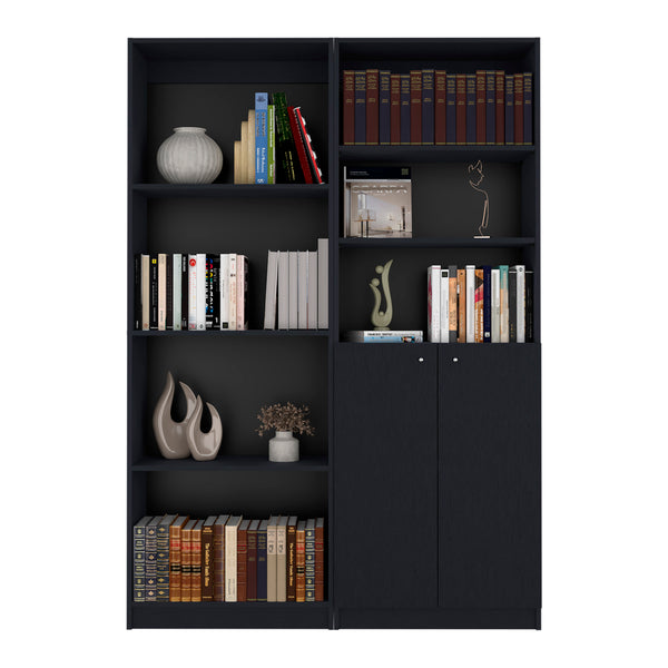 English Elm Dupree Elegant 2-Piece Home Bookcase Set with 9 Shelves for Stylish Storage and Display in Rooms Black 41 L x 28 W x 5 H B200S00297