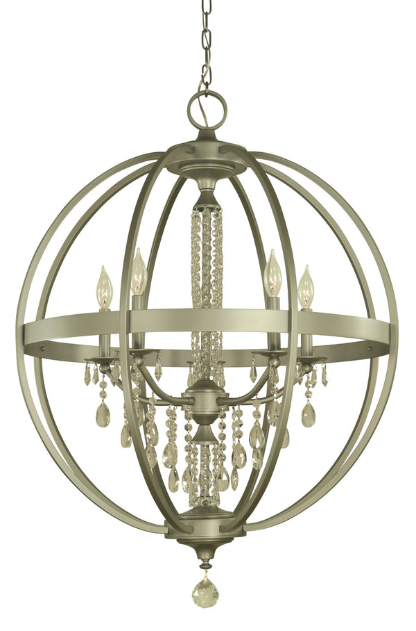 Framburg 5-light Olivia Dining Chandelier - Stunning Handcrafted Crystal Frame For Elegant Home Décor Satin Pewter Metal 5715 Sp