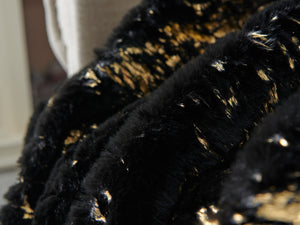Homeroots 60" Black And Gold Abstract Faux Fur Plush Throw Blanket - Luxuriously Soft Cozy Accent For Home Decor  Faux Fur 571531