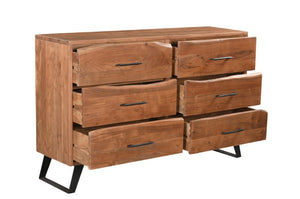 Homeroots 60" Live Edge Solid Wood Double Dresser With 6 Easy-open Drawers – Stylish Storage Solution!  Solid Wood 571535