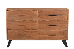Homeroots 60" Live Edge Solid Wood Double Dresser With 6 Easy-open Drawers – Stylish Storage Solution!  Solid Wood 571535