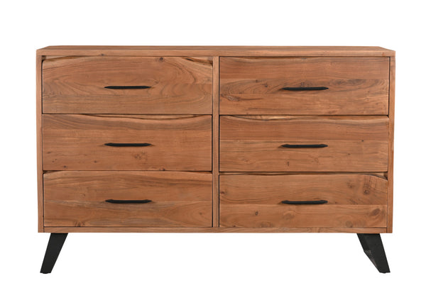 Homeroots 60" Live Edge Solid Wood Double Dresser With 6 Easy-open Drawers – Stylish Storage Solution!  Solid Wood 571535