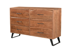Homeroots 60" Live Edge Solid Wood Double Dresser With 6 Easy-open Drawers – Stylish Storage Solution!  Solid Wood 571535