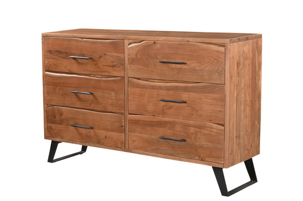 Homeroots 60" Live Edge Solid Wood Double Dresser With 6 Easy-open Drawers – Stylish Storage Solution!  Solid Wood 571535