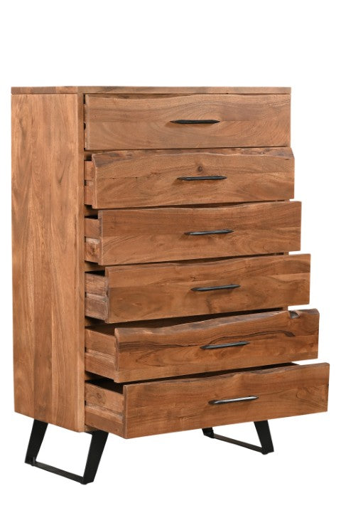 Homeroots 36" Natural Live Edge Solid Wood Dresser With 5 Drawers – Stylish Storage Solution For Every Bedroom  Solid Wood 571536