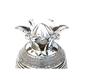 Homeroots 11" Silver Striped Ceramic Pineapple Bowl With Crystals - Elegant Centerpiece For Modern Decor   571541