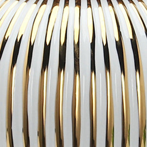 Homeroots 12" White And Gold Striped Urn Ceramic Ginger Jar  Ceramic 571562