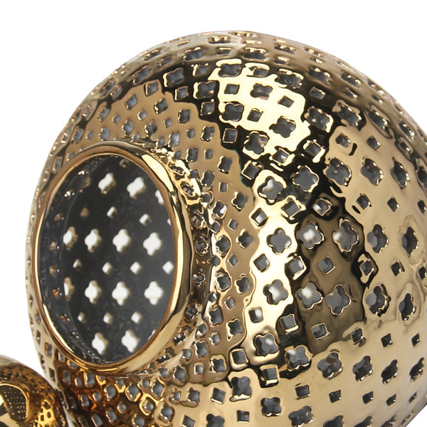 Homeroots 15" Gold Pierced Ceramic Round Ginger Jar  Ceramic 571566