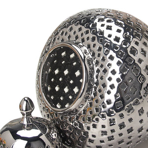 Homeroots 15" Silver Pierced Urn Ceramic Ginger Jar  Ceramic 571569