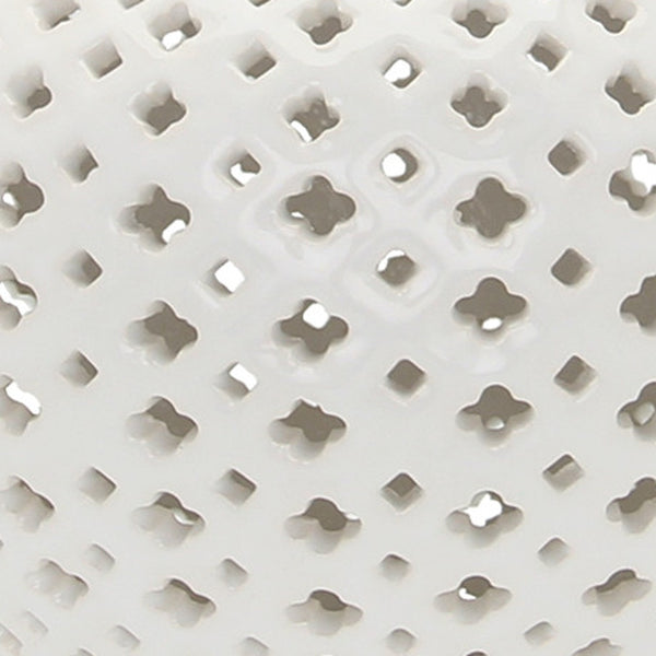 Homeroots 19" White Pierced Urn Ceramic Ginger Jar  Ceramic 571571