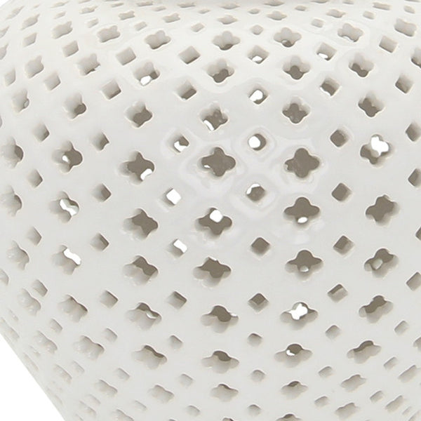 Homeroots 19" White Pierced Urn Ceramic Ginger Jar  Ceramic 571571