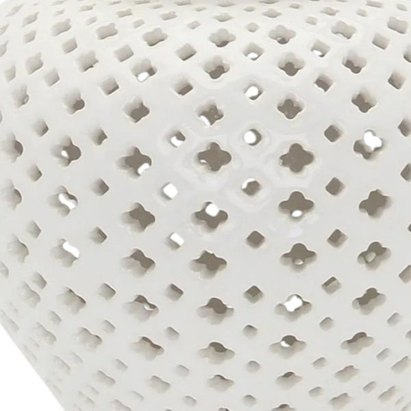 Homeroots 11" Elegant White Pierced Ceramic Round Ginger Jar - Timeless Decor Accent For Any Space  Ceramic 571573